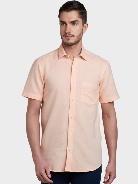 

ColorPlus Men Peach-Coloured Tailored Fit Solid Casual Shirt