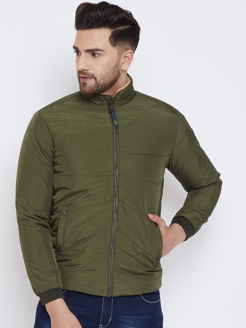 

Spirit Men Olive Green Solid Windcheater Bomber