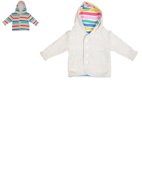 

candy cot Kids Multicoloured Striped Organic Cotton Reversible Hooded Sweatshirt, Multi