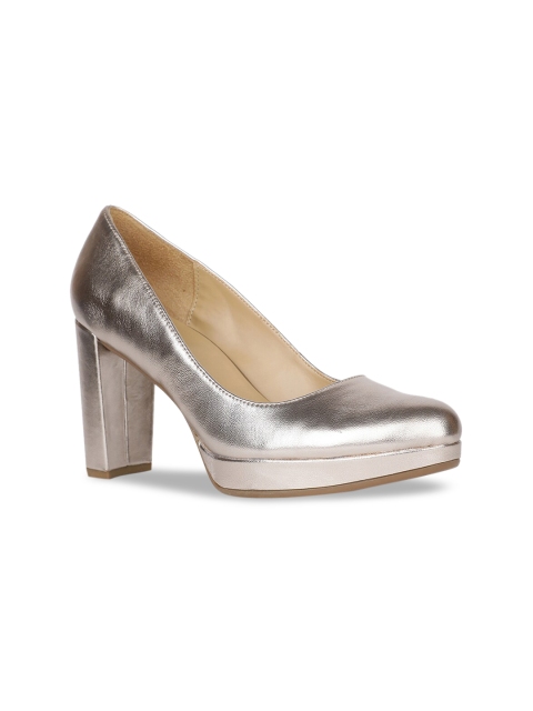 

Naturalizer Women Silver-Toned Solid Leather Pumps