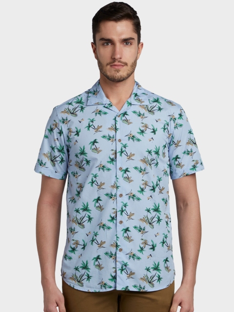 

ColorPlus Men Blue & Green Skinny Fit Printed Casual Shirt