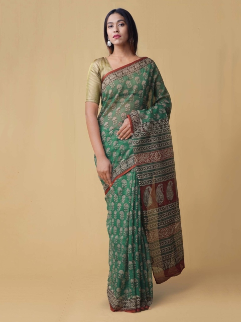 

Unnati Silks Green Pure Cotton Printed Kota Saree