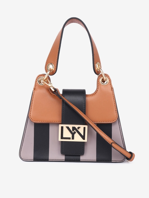 

LYN Brown & Taupe Colourblocked Handheld Bag
