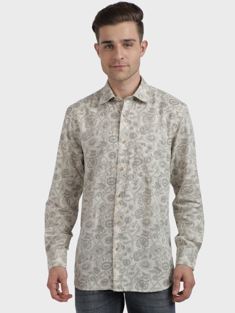 

ColorPlus Men Grey Regular Fit Printed Casual Shirt