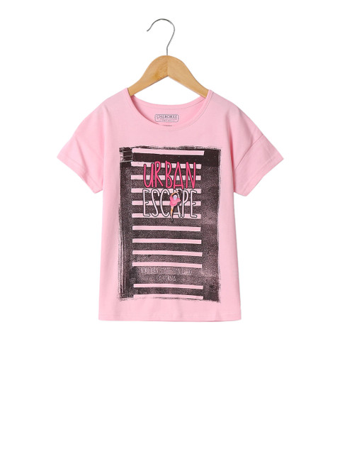 

Cherokee Girls Pink Striped Round Neck T-shirt