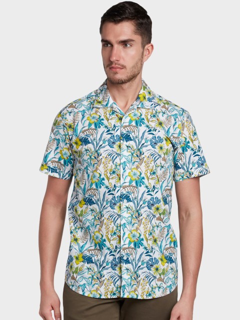 

ColorPlus Men Blue Tailored Fit Printed Casual Shirt