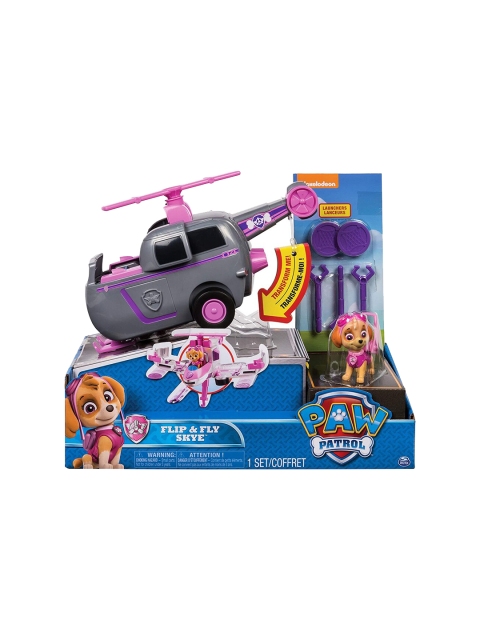 

PAW PATROL Kids Grey & Purple Flip and Fly 2-in-1 Transforming Helicopter to Jet Toy