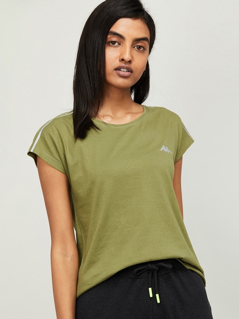 

Kappa Women Olive Green Solid Round Neck T-shirt