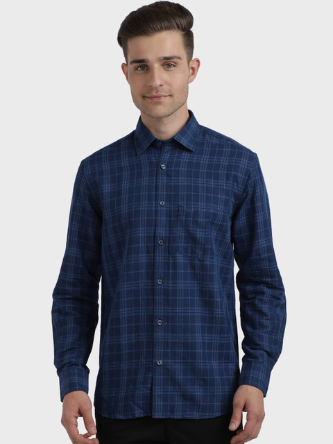 

ColorPlus Men Navy Blue Regular Fit Checked Casual Shirt