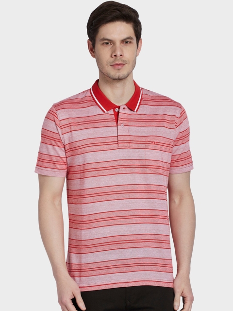 

ColorPlus Men Red Striped Polo Collar T-shirt