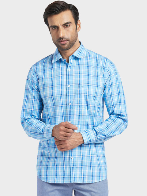 

ColorPlus Men Blue Regular Fit Checked Casual Shirt