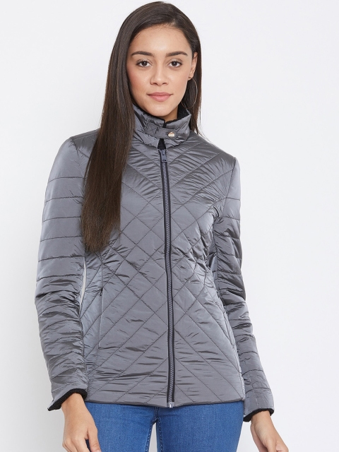 

Spirit Women Grey Solid Windcheater Quilted Jacket