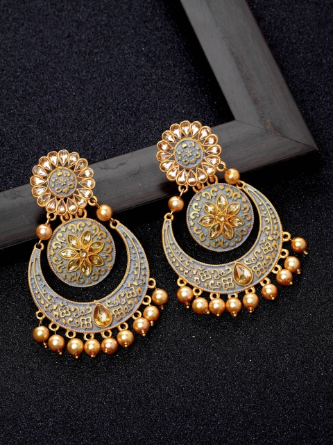 

Ibtida Gold-Plated & Grey Circular Chandbalis