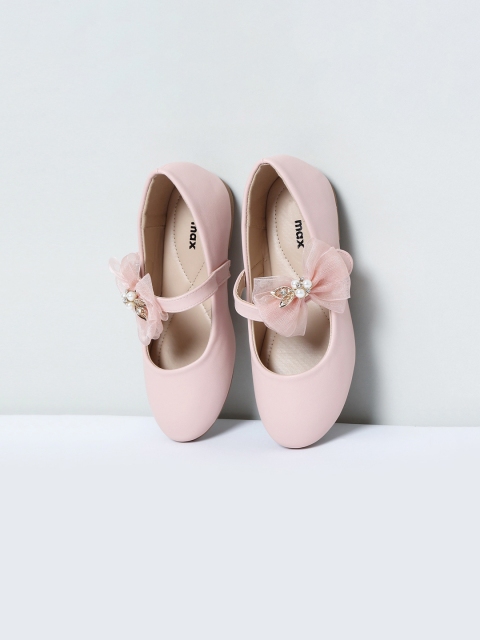 

max Girls Peach-Coloured Embellished PU Ballerinas