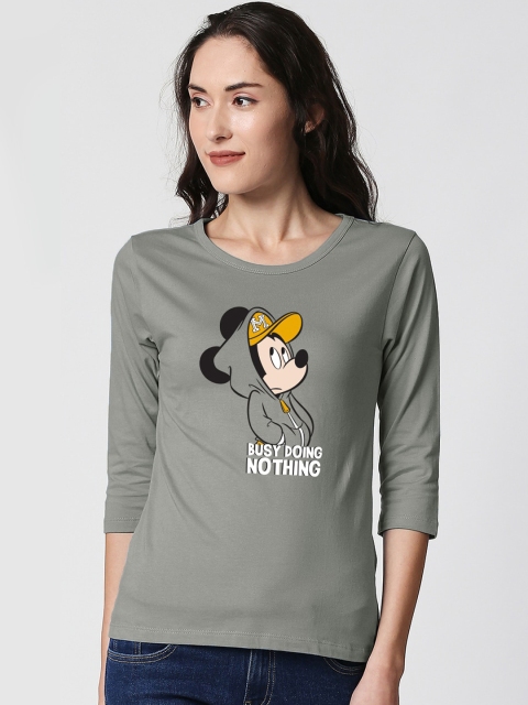 

Bewakoof Women Grey Printed Round Neck T-shirt