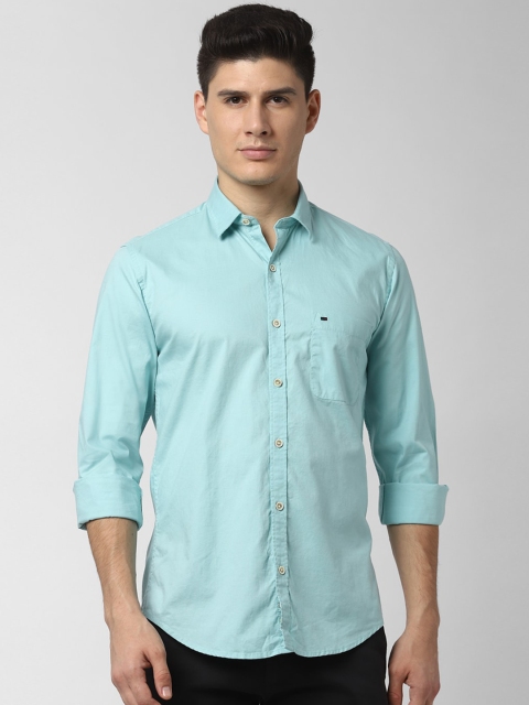 

Peter England Casuals Men Turquoise Blue Slim Fit Solid Casual Shirt
