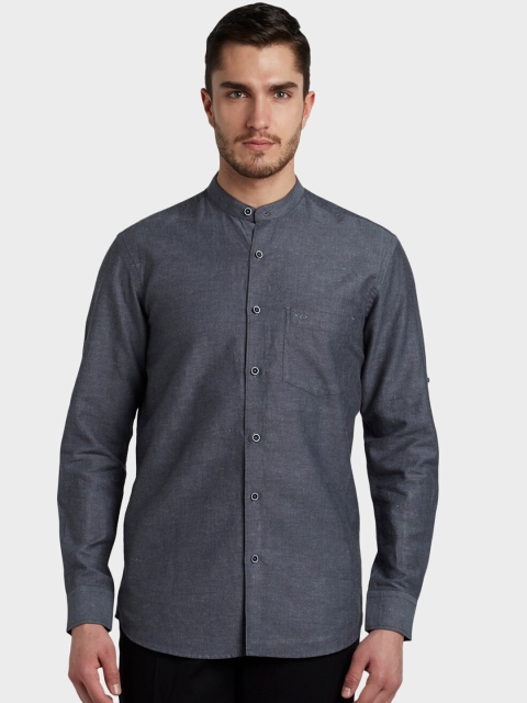 

ColorPlus Men Grey Tailored Fit Solid Casual Shirt