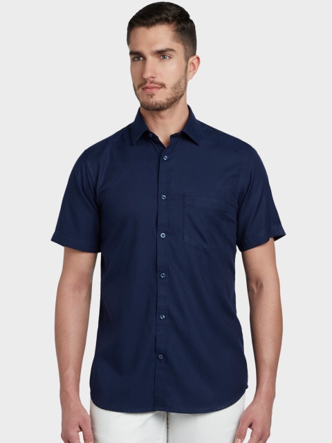 

ColorPlus Men Navy Blue Tailored Fit Solid Casual Shirt