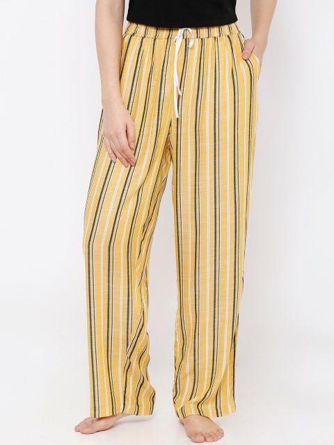 

Heart 2 Heart Women Yellow & Black Striped Lounge Pants