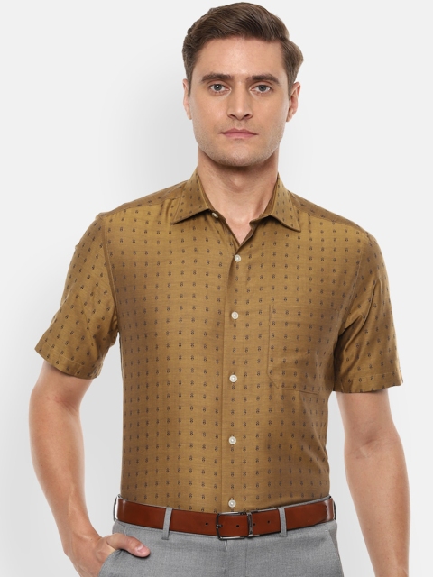 

Louis Philippe Men Khaki & Navy Blue Regular Fit Self Design Formal Shirt