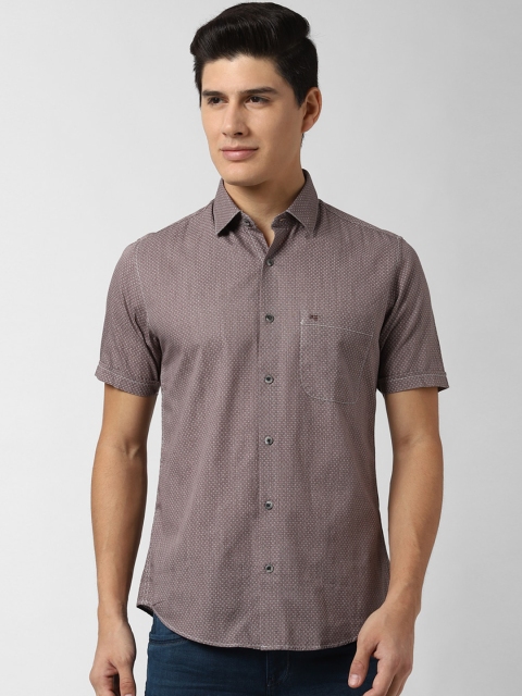 

Peter England Casuals Men Brown & Off-White Slim Fit Printed Casual Shirt