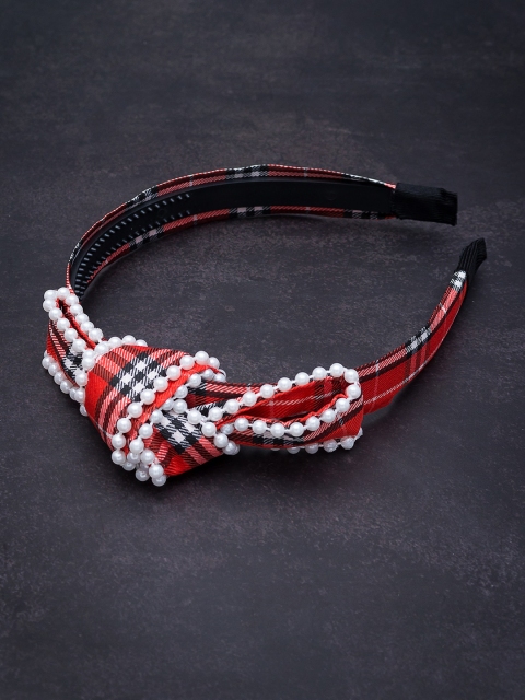 

Golden Peacock Red Beaded Hairband