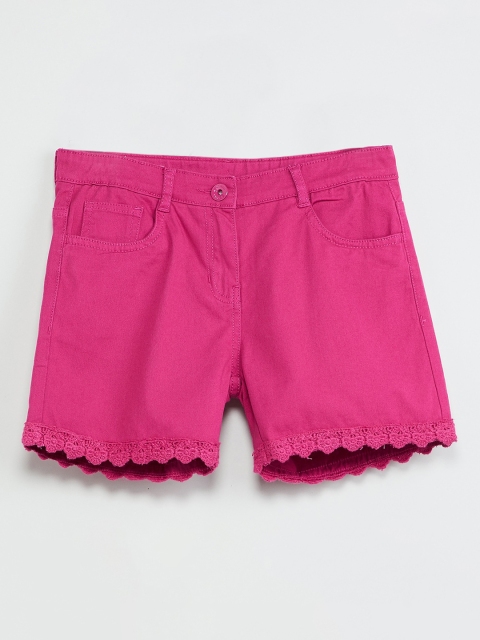 

max Girls Pink Solid Regular Fit Denim Shorts
