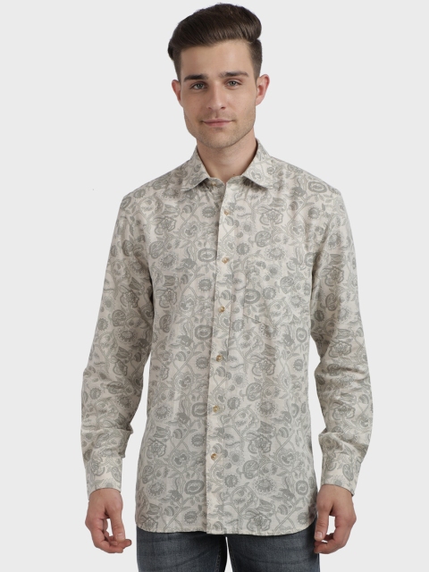 

ColorPlus Men Grey Regular Fit Printed Casual Shirt