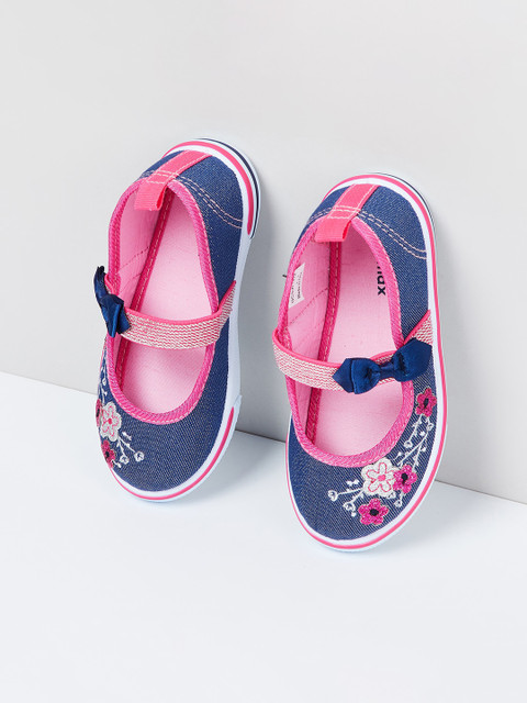 

max Girls Blue Printed Canvas Mary Janes
