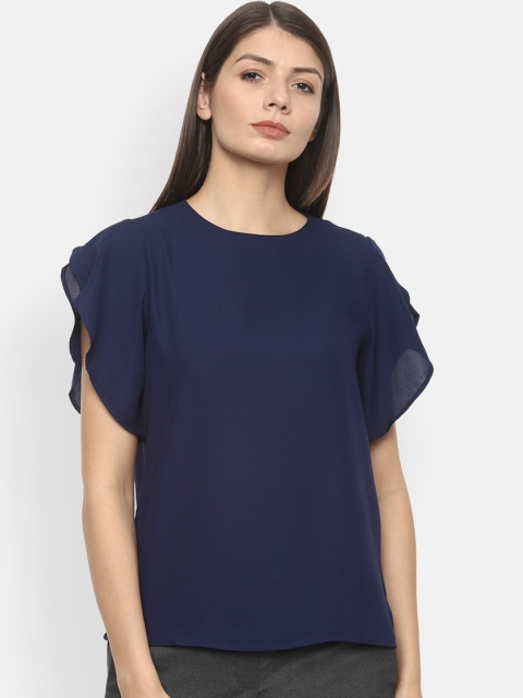 

Van Heusen Woman Women Navy Blue Solid Top