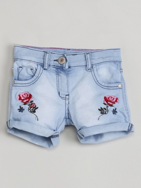 

max Girls Blue Washed Regular Fit Denim Shorts