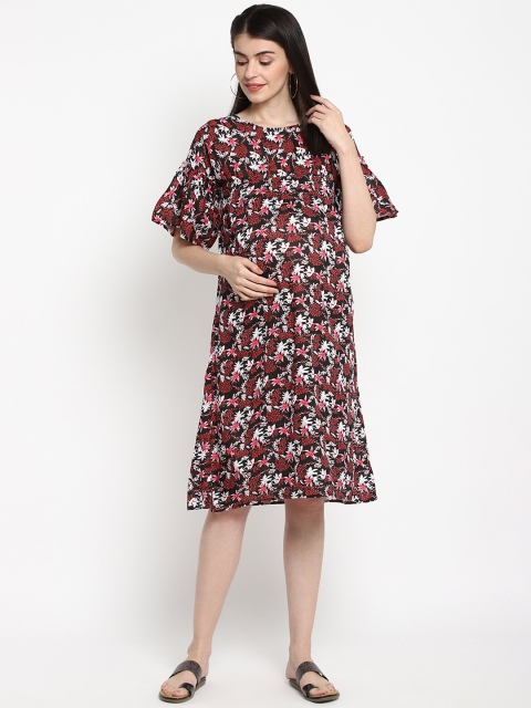 

The Vanca Women Red Printed A-Line Dress
