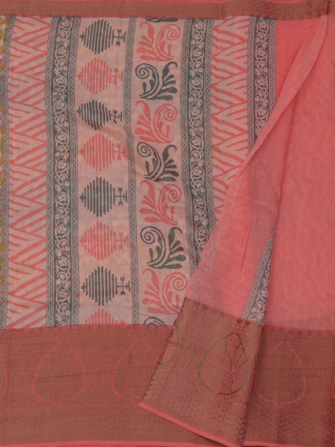 

Pothys Pink & Green Jute Silk Printed Saree