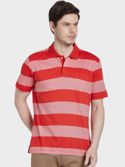 

ColorPlus Men Red Striped Polo Collar T-shirt