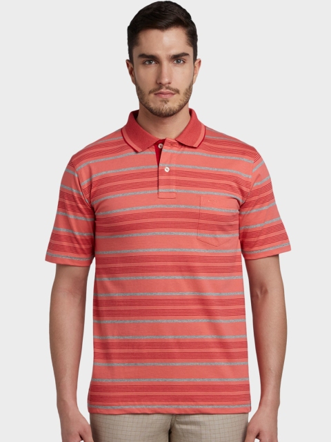 

ColorPlus Men Orange Striped Polo Collar T-shirt