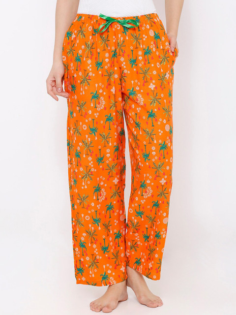 

Heart 2 Heart Women Orange & Green Printed Lounge Pants