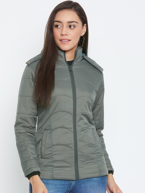 

Spirit Women Olive Green Solid Windcheater Padded Jacket