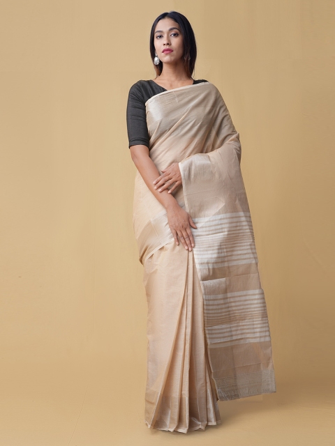 

Unnati Silks Brown Solid Pure Cotton Handloom Saree