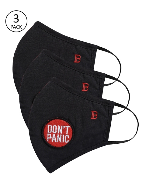 

Bene Kleed Pack Of 3 Black & Red Applique Protective Outdoor Mask