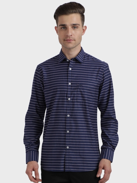

ColorPlus Men Blue & White Regular Fit Striped Casual Shirt