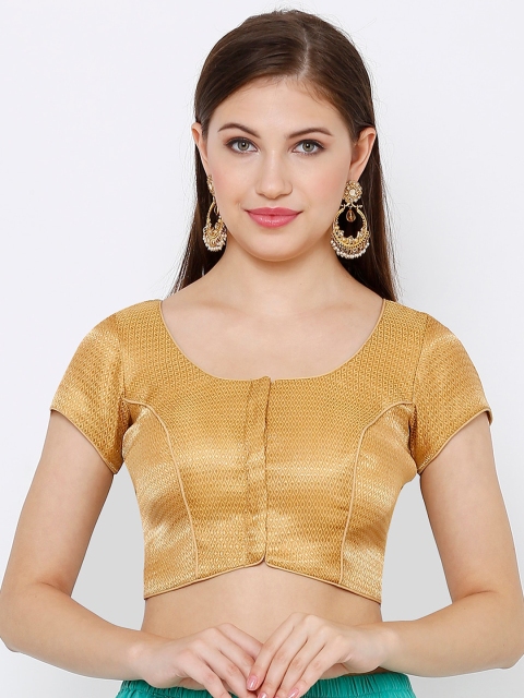 

Salwar studio Women Gold-Colored Woven Design Padded Saree Blouse