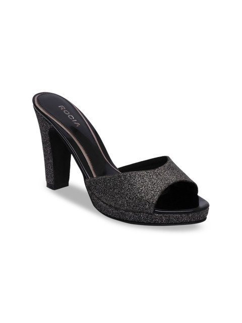 

Rocia Women Gunmetal-Toned Embellished Block Heels, Metallic