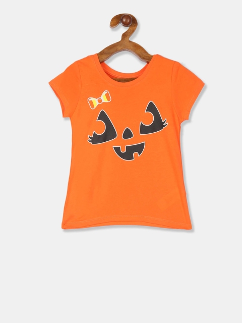 

The Childrens Place Girls Orange Printed Round Neck T-shirt