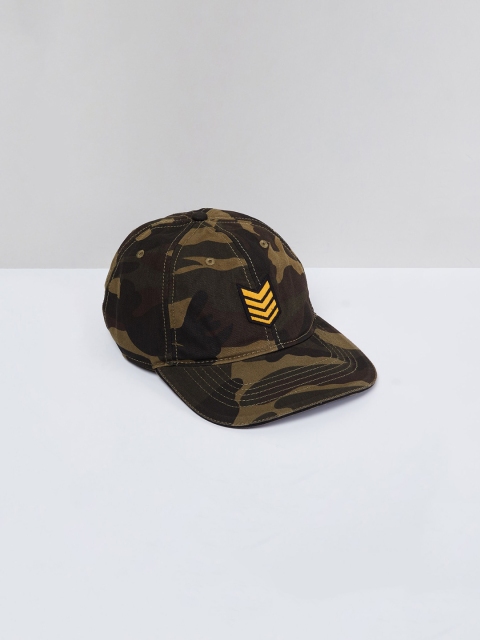 

max Men Olive Green Printed Snapback Cap