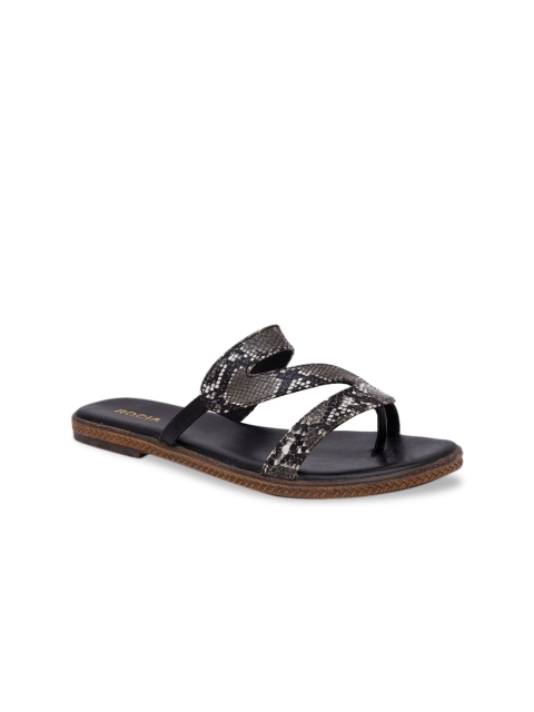 

Rocia Women Black Textured Open Toe Flats
