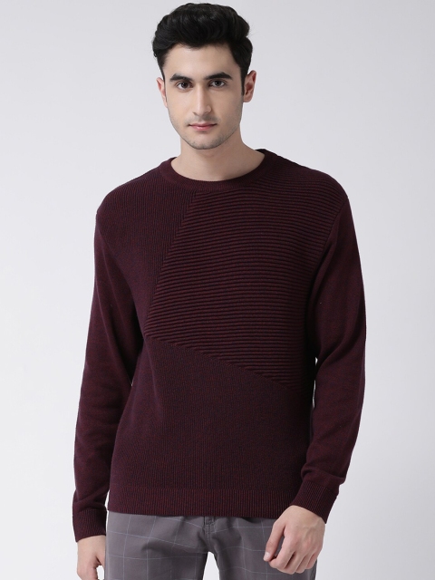 

Club York Men Maroon Solid Pullover Sweater