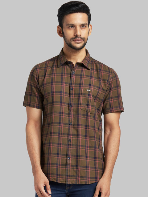 

Parx Men Brown Regular Fit Checked Casual Shirt
