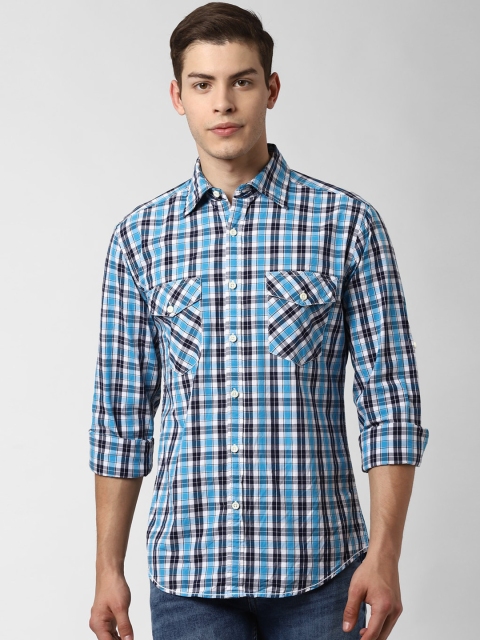 

Peter England Casuals Men Blue Slim Fit Checked Casual Shirt