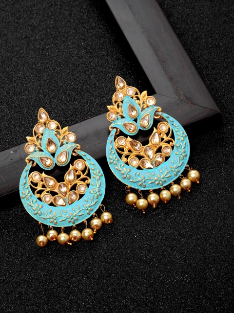 

Ibtida Gold-Plated & Blue Crescent Shaped Chandbalis