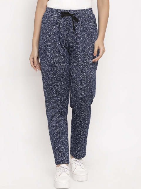 

Global Republic Women Navy Blue & Off-White Printed Slim-Fit Track Pants